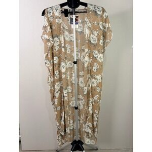 David and Young‎ Tan Floral Sheer Kimono Duster Cardigan One Size ATO82622